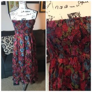 American Rag Floral Hi Low Dress Strapless Small